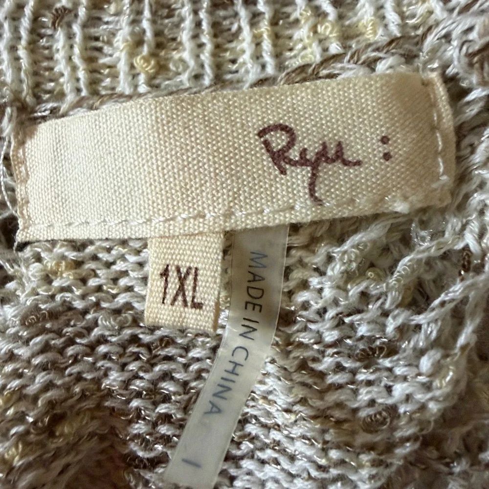 Ryu Crochet Knit Dress Fairy 1XL Cream Boho Ruffle Handkerchief‎ Hem P-RTA5102